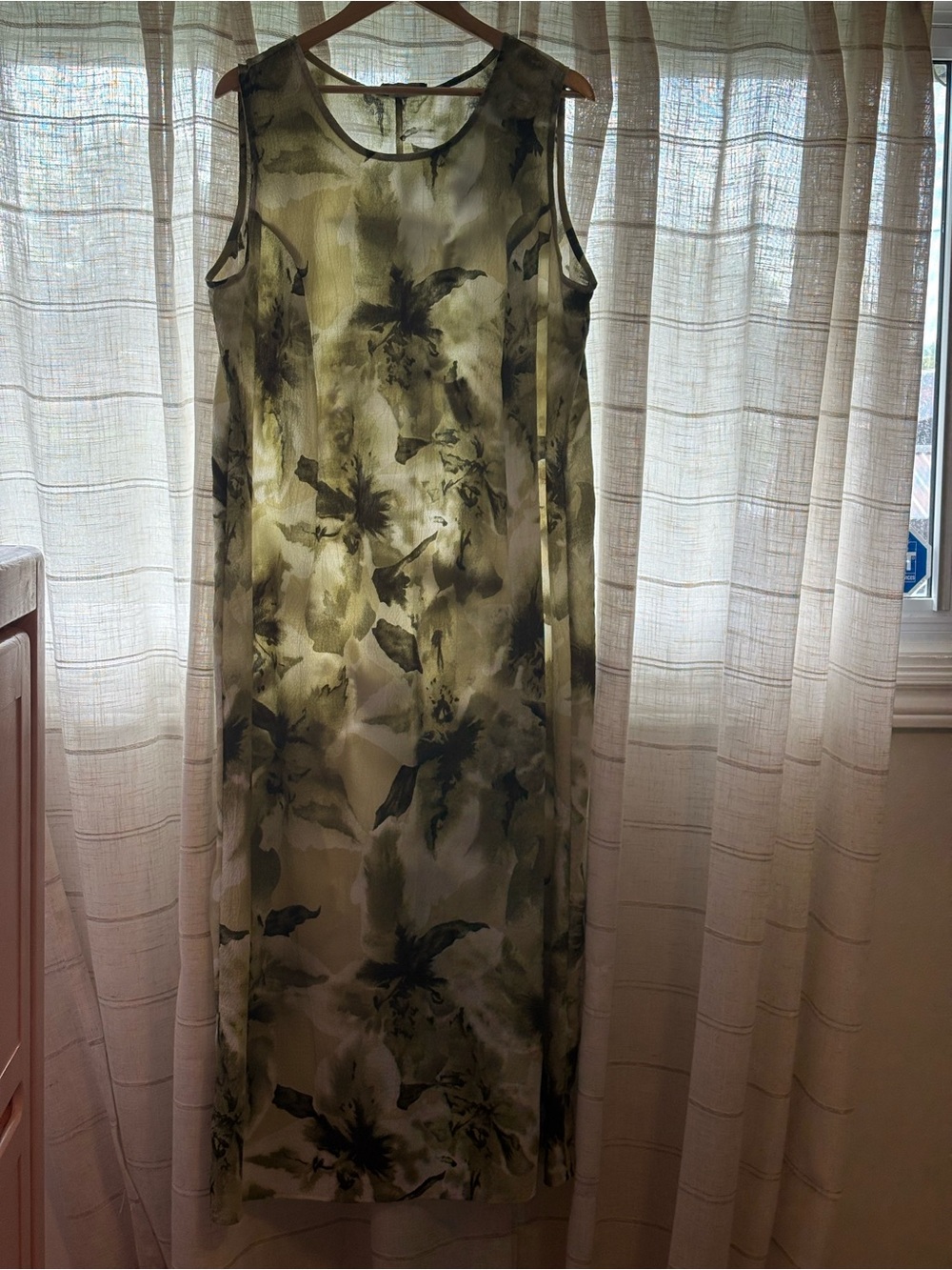 Classic Olive Green Floral Maxi Dress